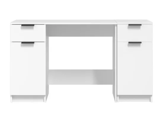 Bureau avec armoire latérale Blanc Bois d'ingénierie