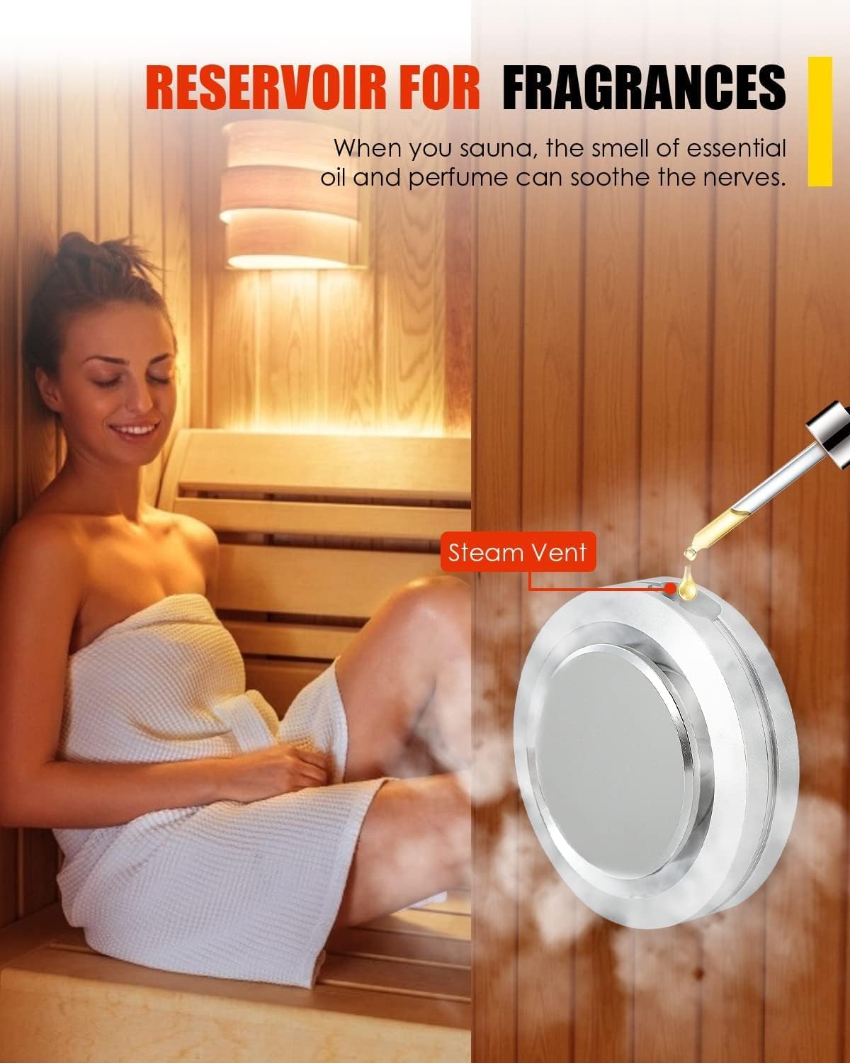 CGOLDENWALL 4.5 KW Sauan Dampfgenerator mit Automatischer Entwässerung 220 V für Zuhause und Gewerbe, Geeignet für Sauna/Dusche/Bade/SPA mit Intelligentem Touch-Controller 25-55°C, 3-4.5m3 Raumheizung