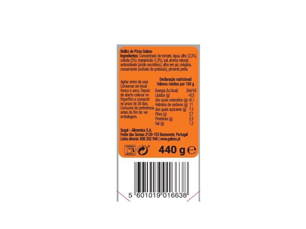 MOLHO GULOSO PIZZA TOP DOWN 440G