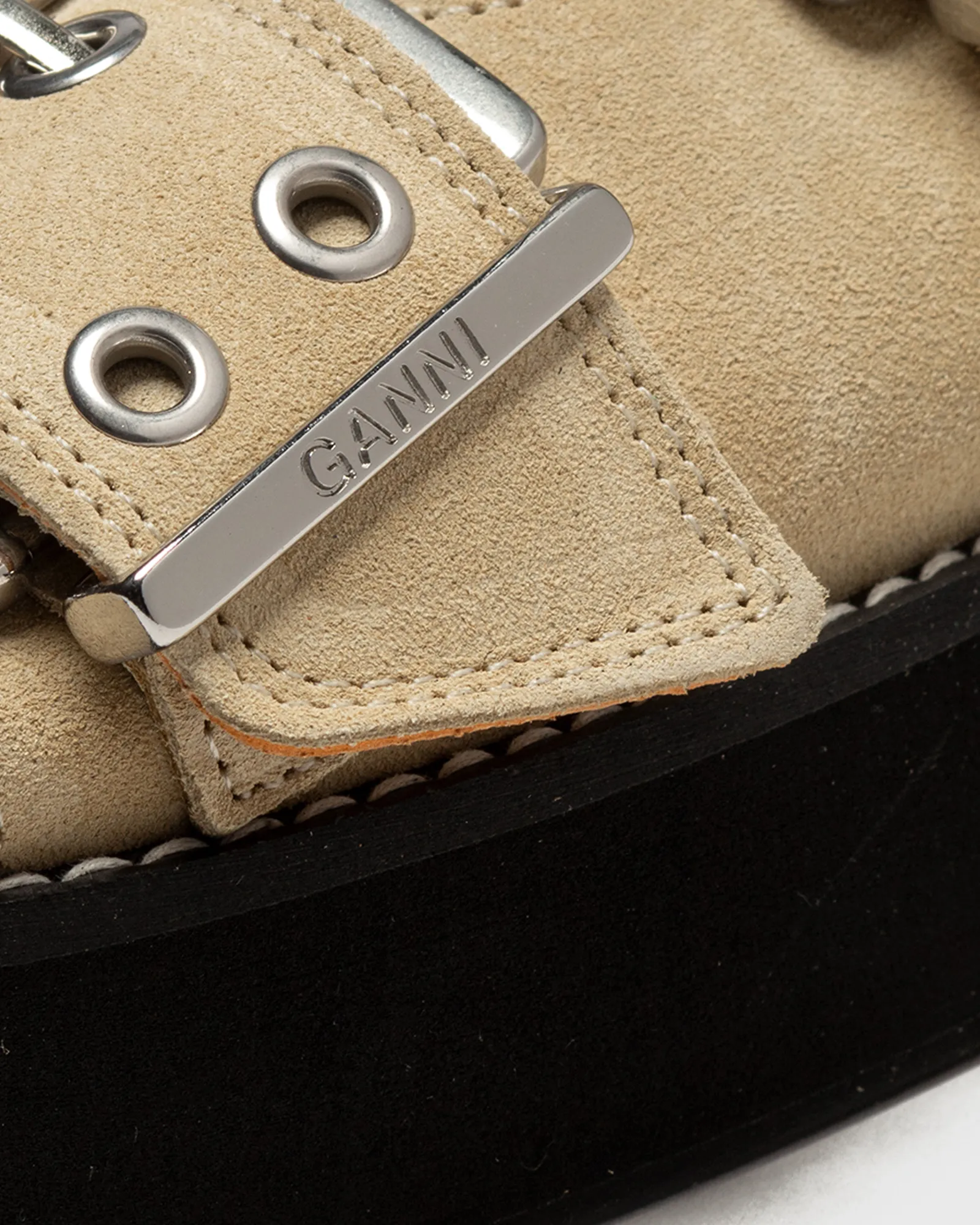 Ganni WMNS Wide Welt Chunky Buckle Flat Sandal Suede