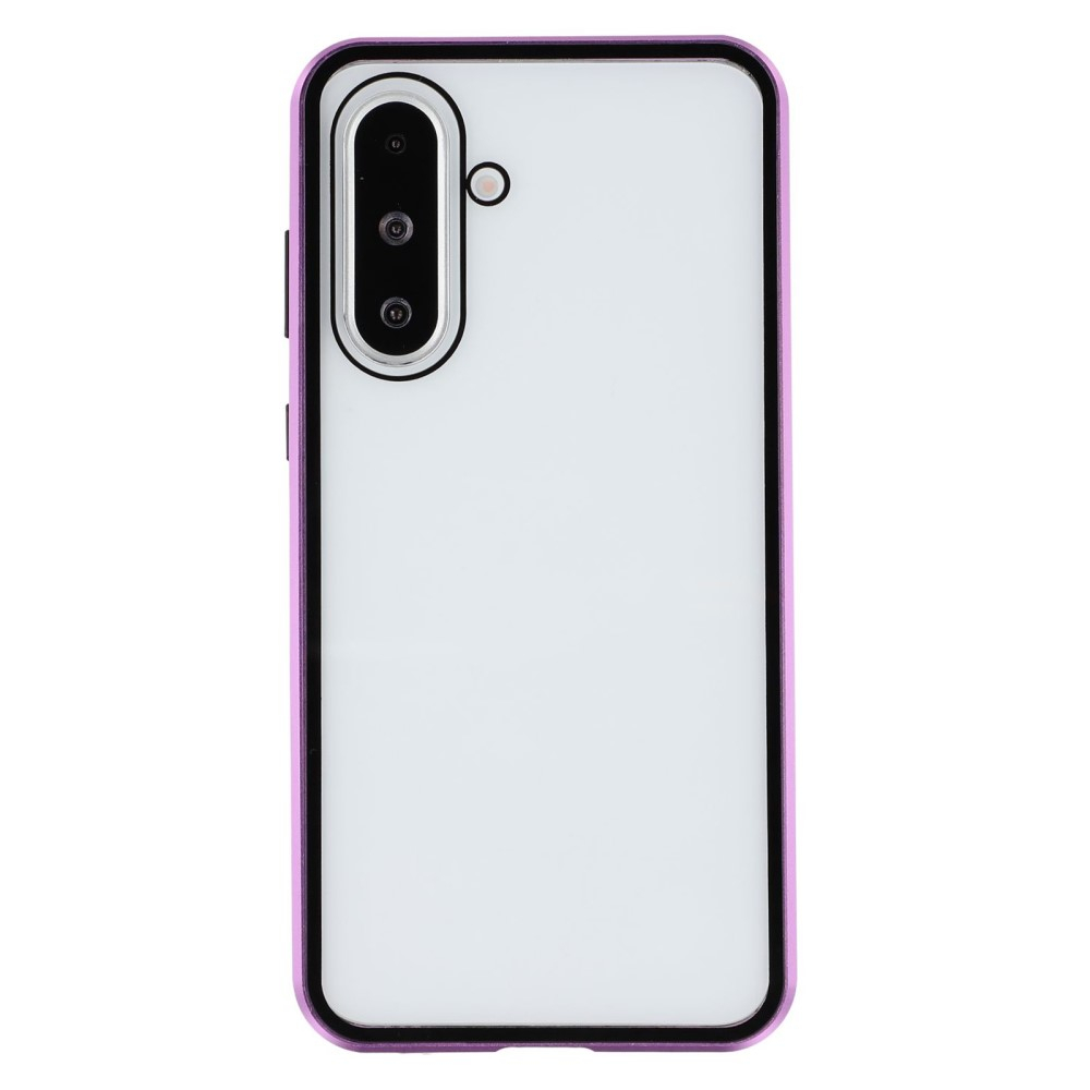 Samsung Galaxy A56 Magnetische Alu Schutzhülle mit Panzer Glas Backcover   Displayschutz (Magnet-Technologie) - Lila