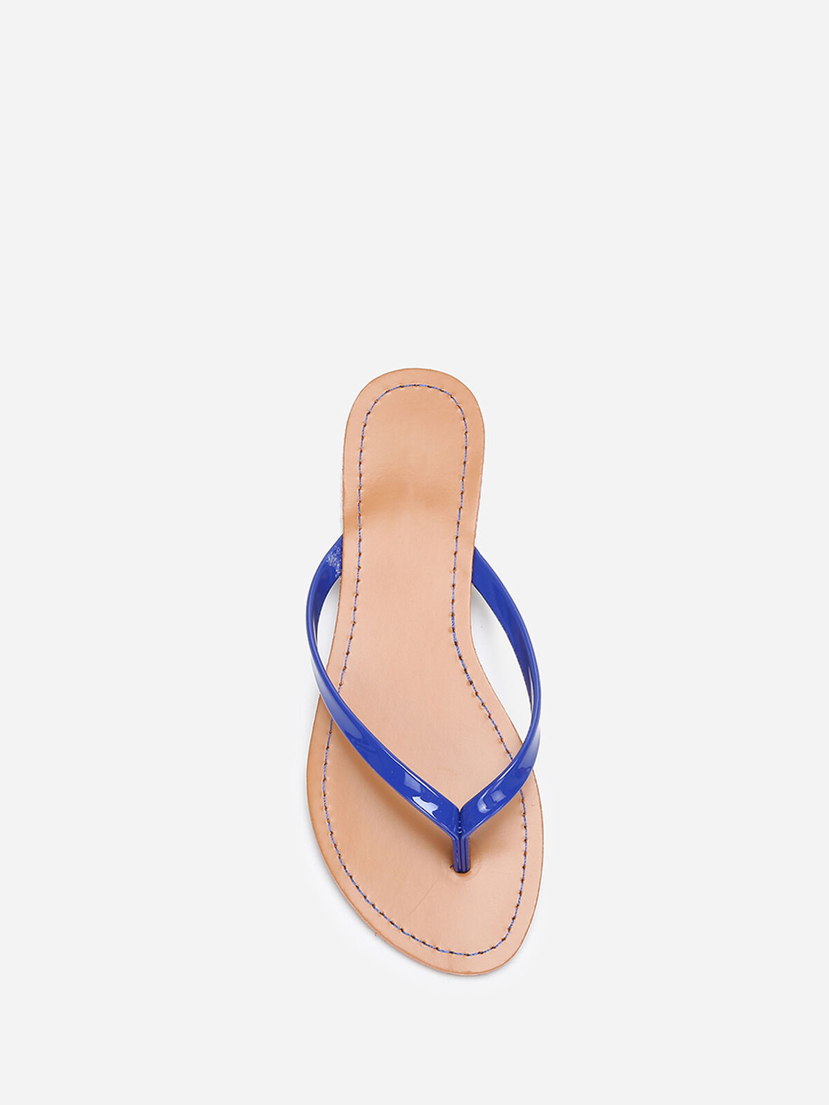 Tongs à bride vernie- Bleu