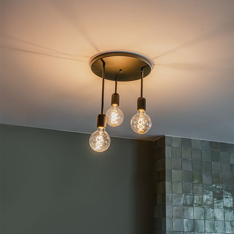 Moderne plafondlamp zwart 3-lichts - Facil