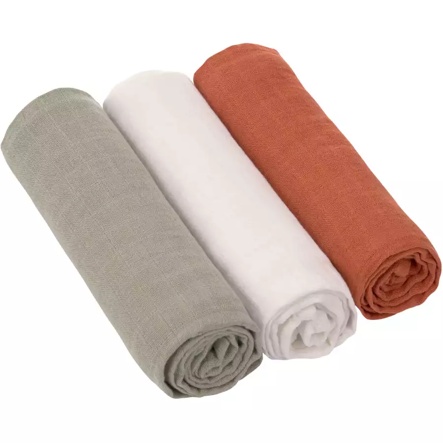 LÄSSIG Mulltücher L 3er Pack rust olive milky