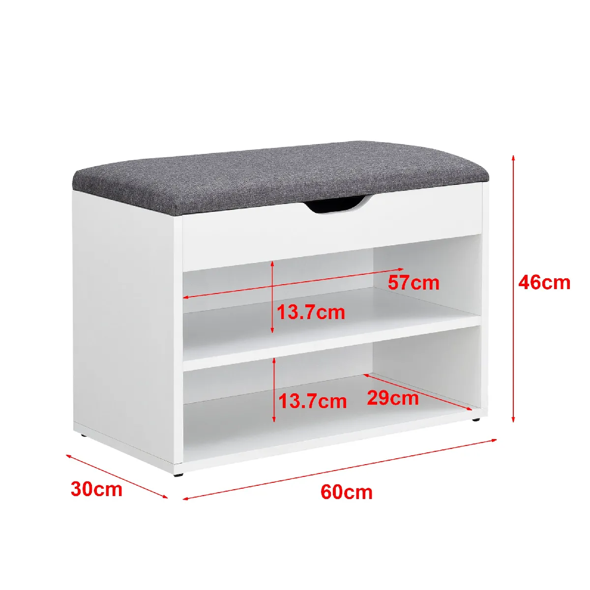 Helloshop26 Banc à chaussures - Blanc/Gris