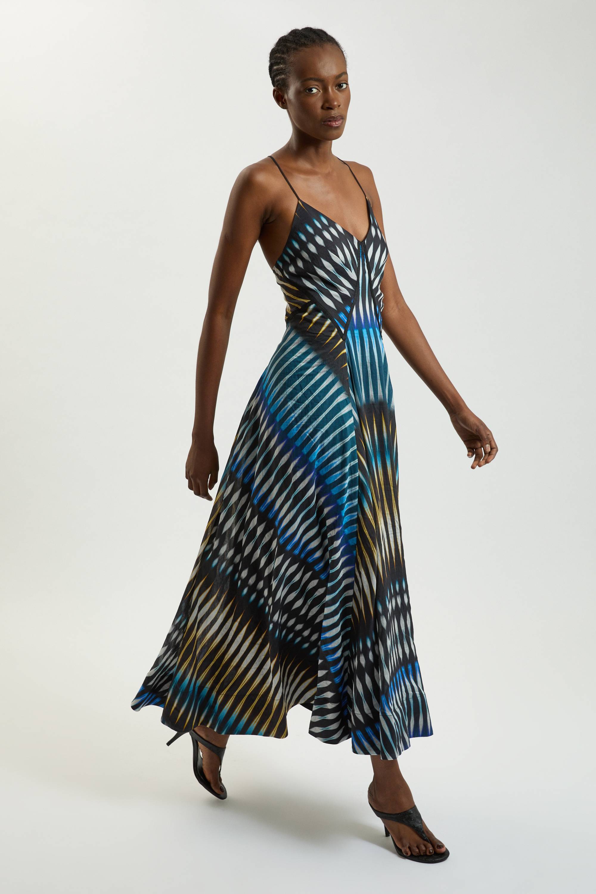 KarenMillen Robe Midi Tissée À Rayures Et Bretelles Fines