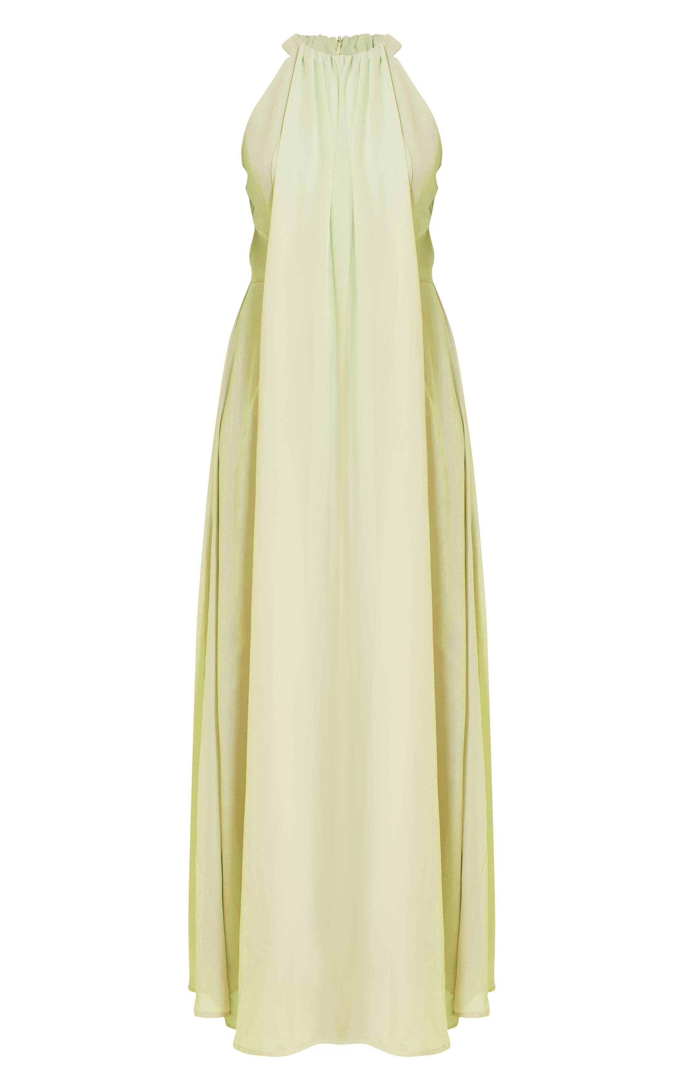 Citron Vert Robe Maxi En Mousseline À Plis Extrêmes