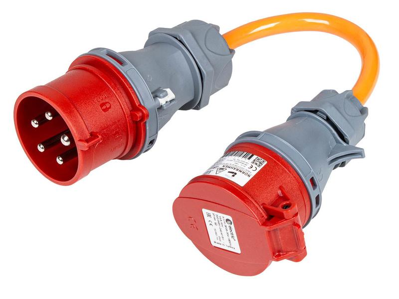 Normrahmen Adapterkabel CEE32/5 - CEE16/5 CEE-Übergangskabel mit CEE32/5 Stecker auf CEE16/5 Kupplung
