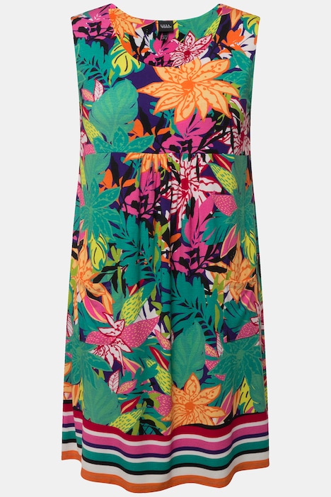 Jerseykleid, Dschungelmuster, Rundhals, ärmellos