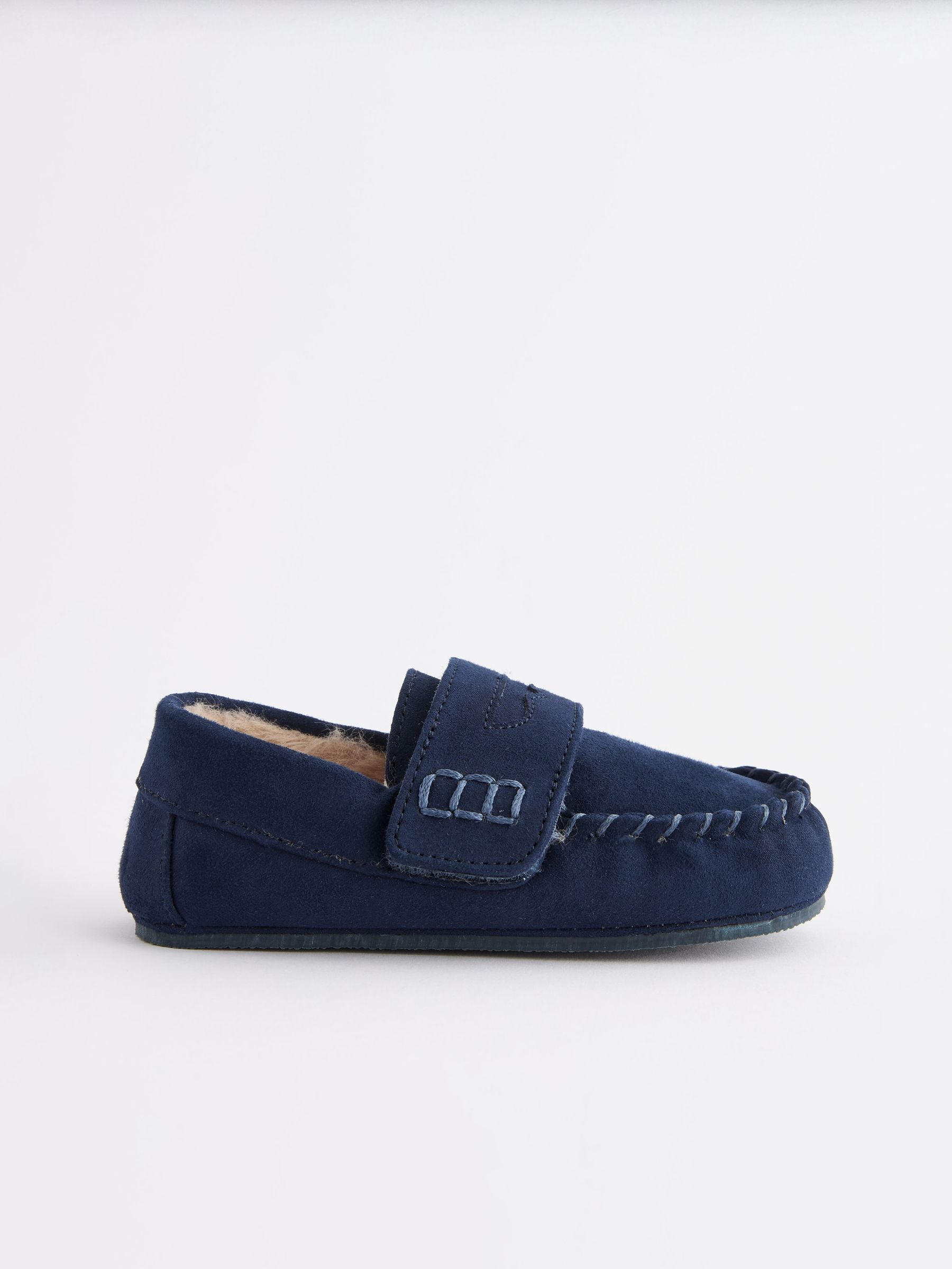 Marineblauw - Mocassin-pantoffels met klittenbandsluiting