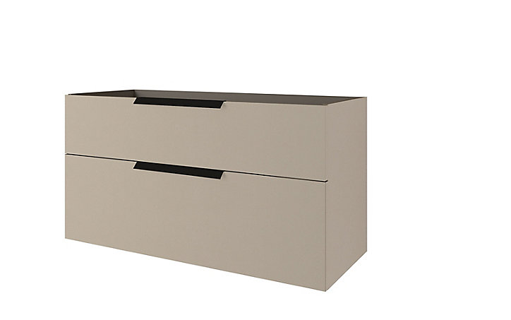 Meuble sous vasque à suspendre Urban blanc cassé 120 cm + plan double vasque en résine blanc