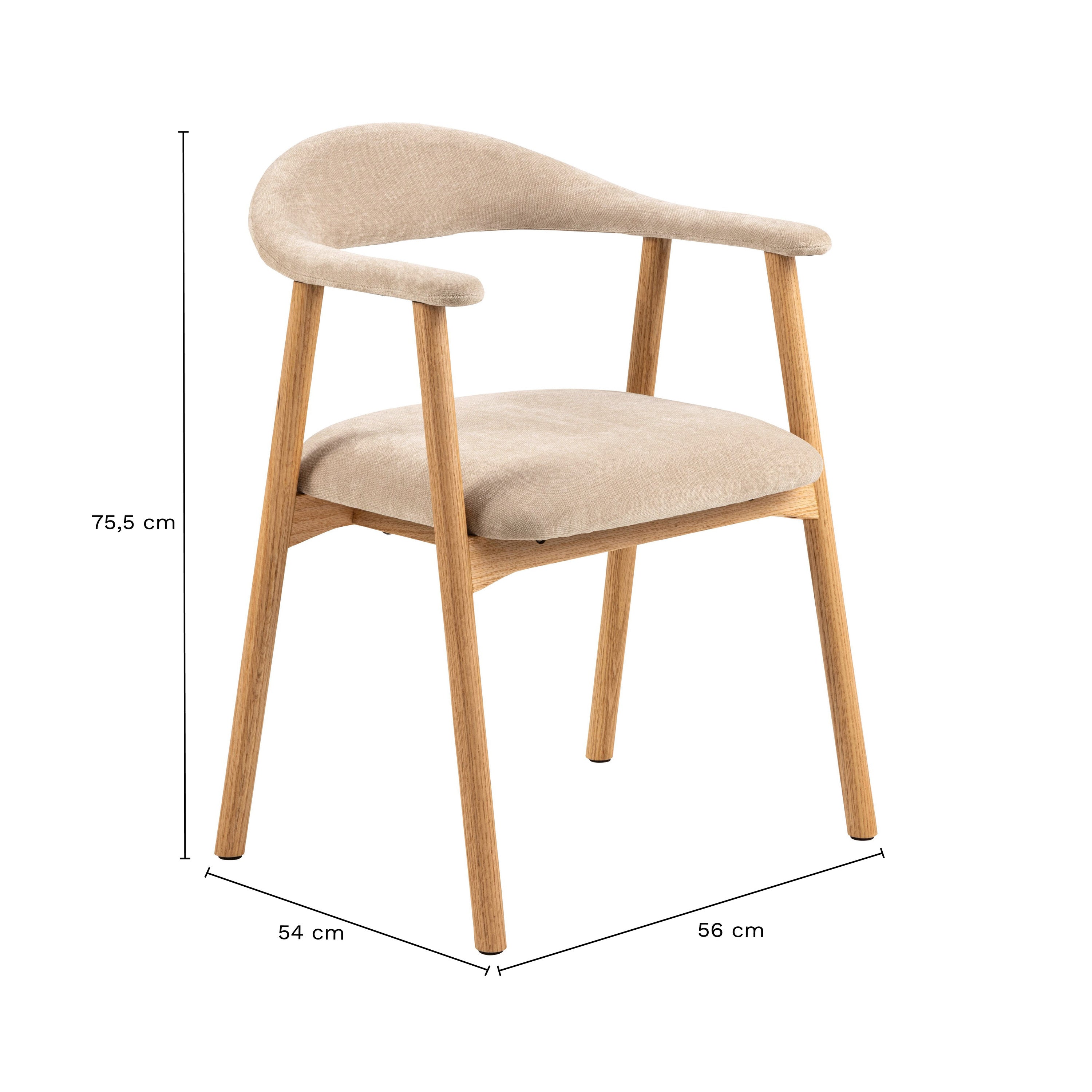 by fonQ Nordic Eetkamerstoel - Eikenhout - Beige