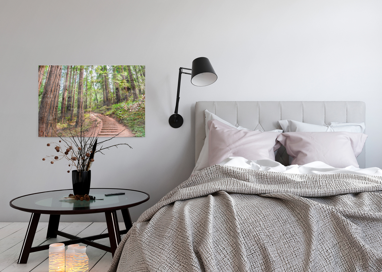 Leinwandbild WALDWEG - grün - 90x60 cm
