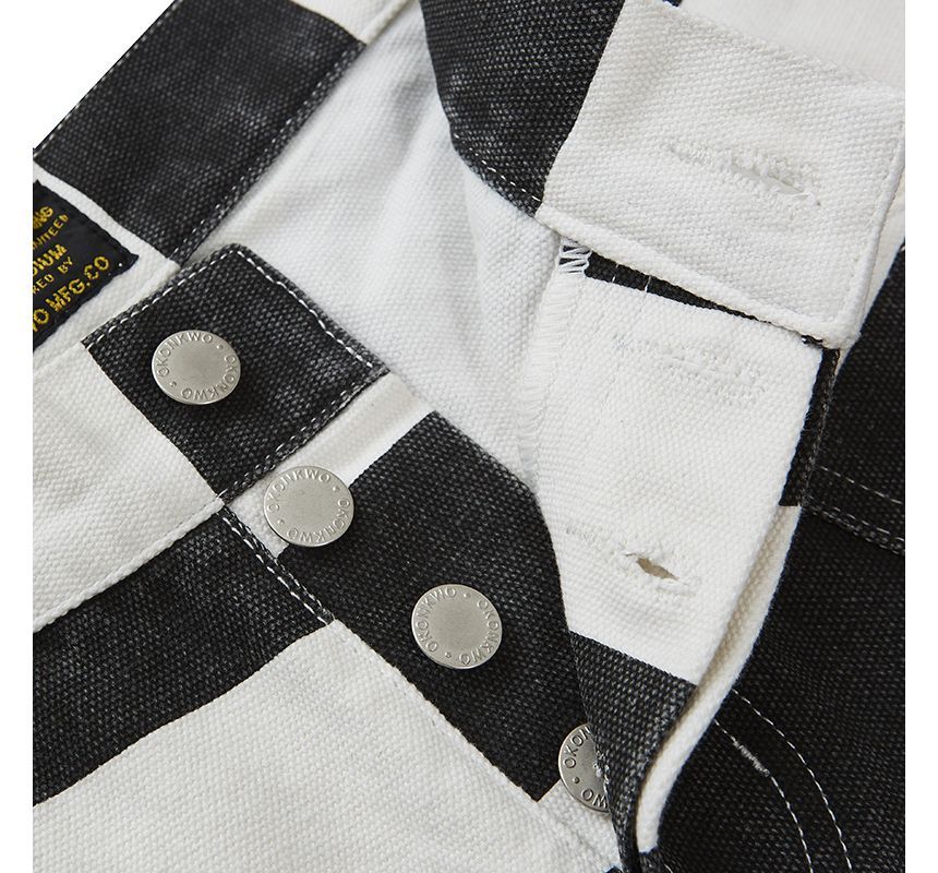 OKONKWO - Gestreepte canvas shorts