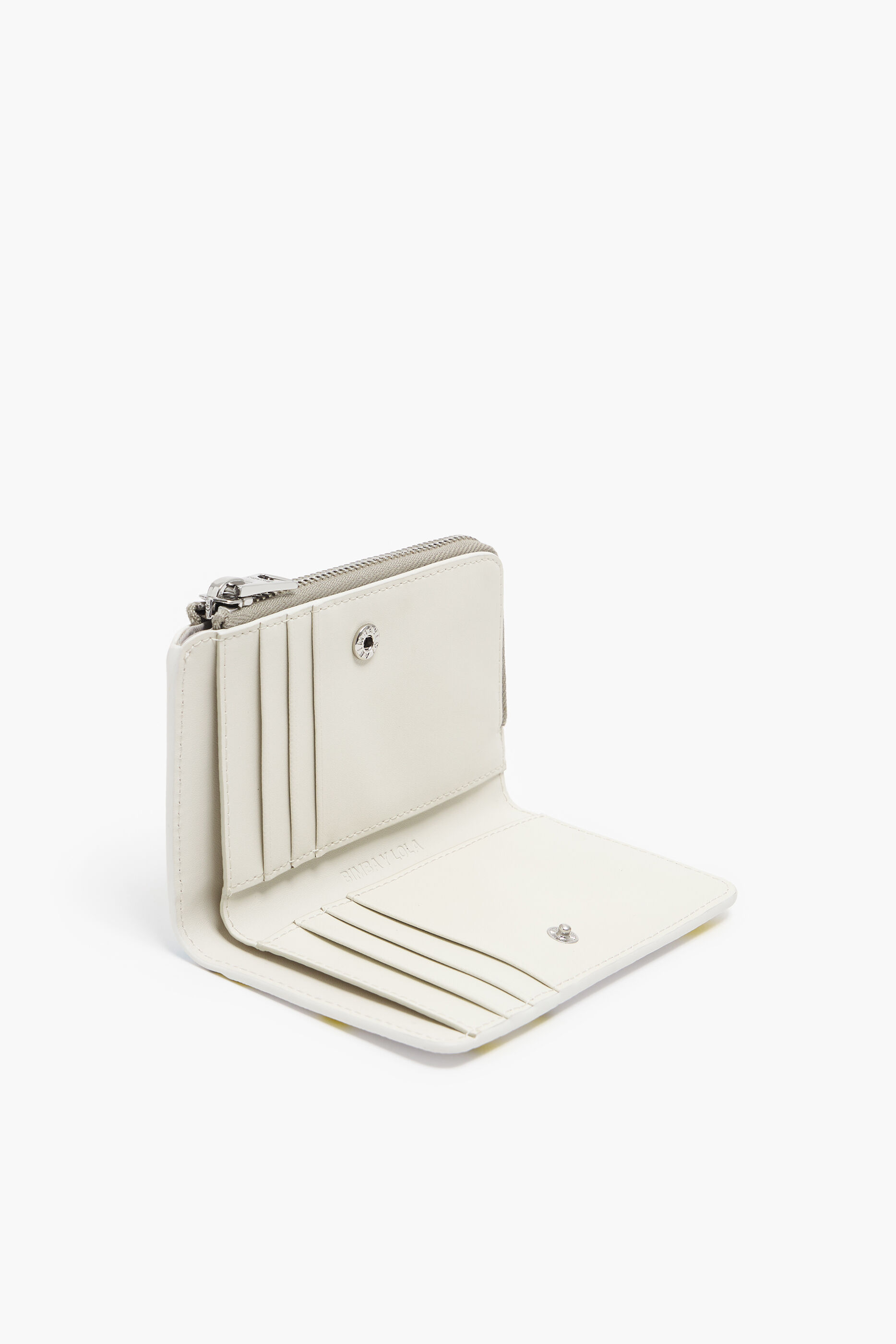Bolsa retangular branca com textura de estampa de banana.