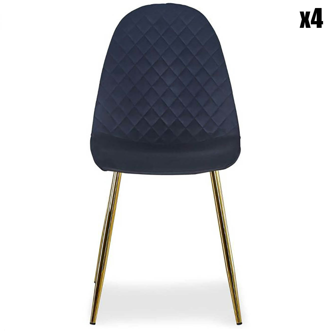 Menzzo 4 Chaises matelassées Norway velours noires - 44x56.5x87.5 cm