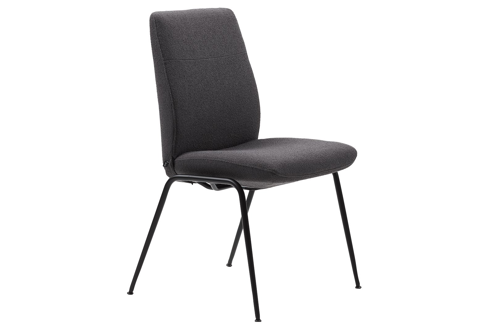 Chilli spisestol Tekstil Lotus Dark grey. Lav rygg med sort D300 understell