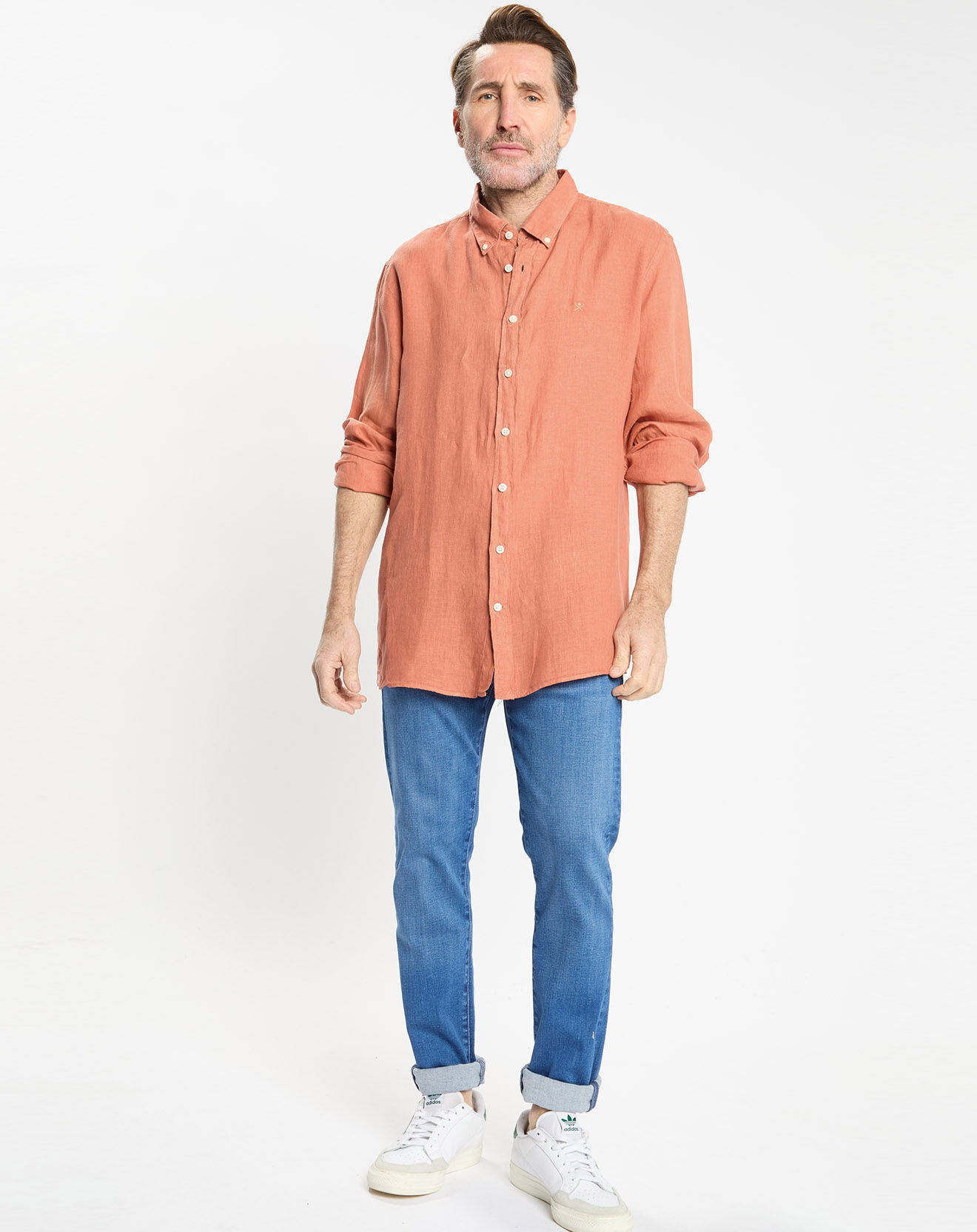 Hackett London Chemise 100% Lin Slim Fit orange moyen