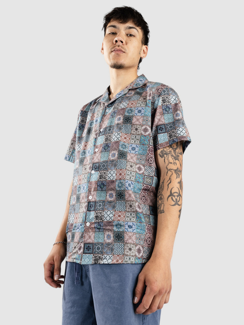 Anerkjendt Akleo S-S Poplin Aop Shirt baby blue