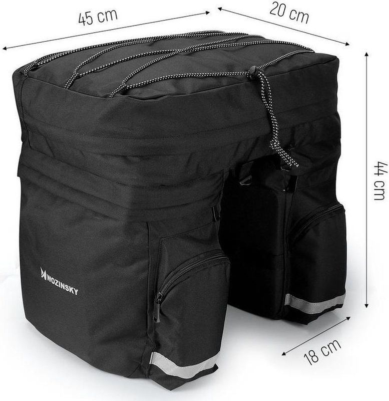 Wozinsky - Fietstas Dubbel - Waterdicht - Zwart - 60L