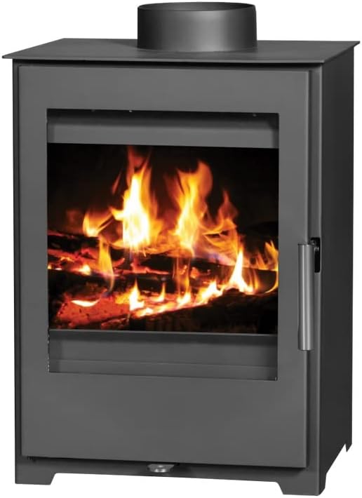 VICTORIA-05 Ltd. EEK A+ Kaminofen Holz One Holzofen 5 kW Kamin Ofen Dauerbrandofen Werkstattofen Schwedenofen Hüttenofen Heizofen, Grau