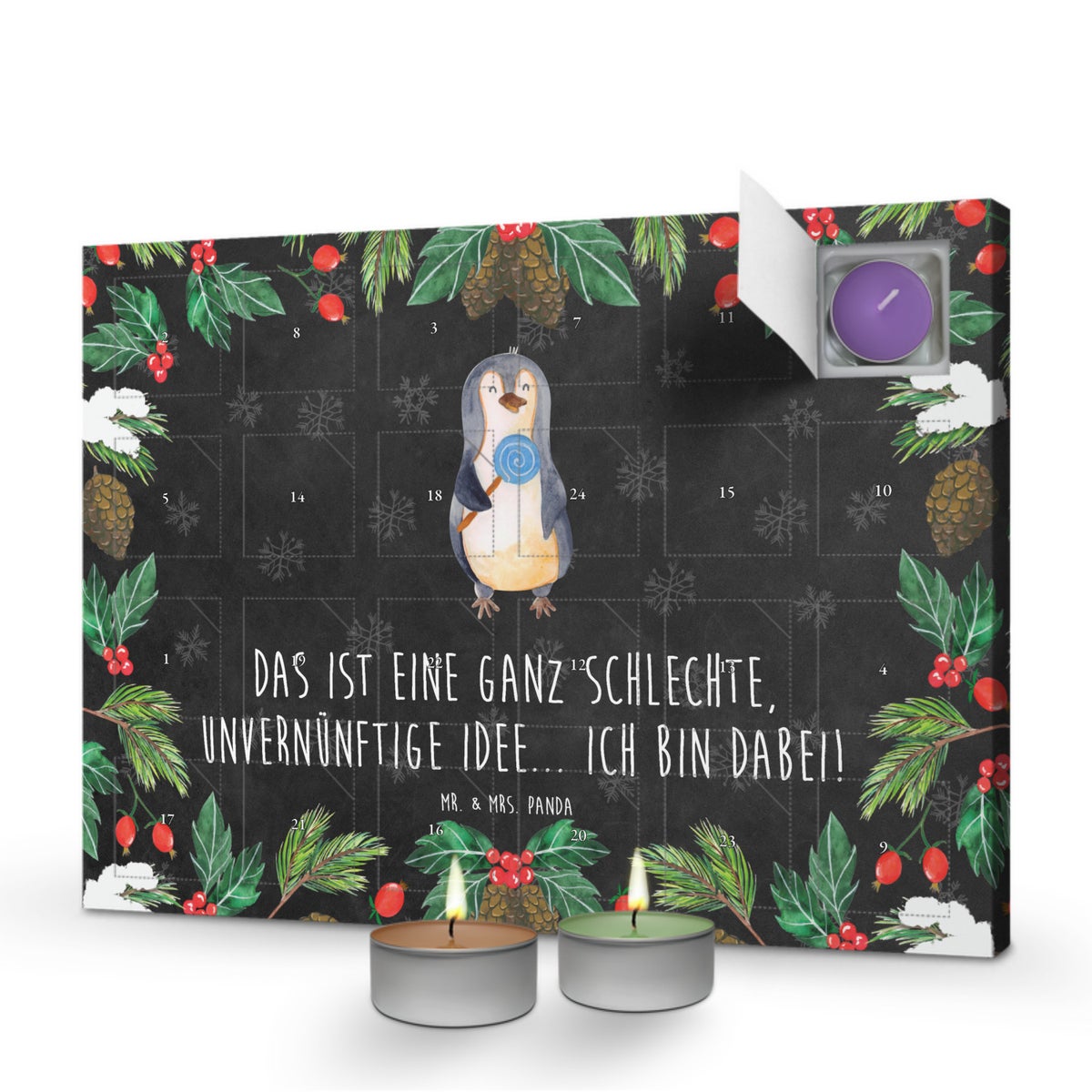 Mr. & Mrs. Panda Geurkaars Adventskalender Pinguïn Lolly - Zwart