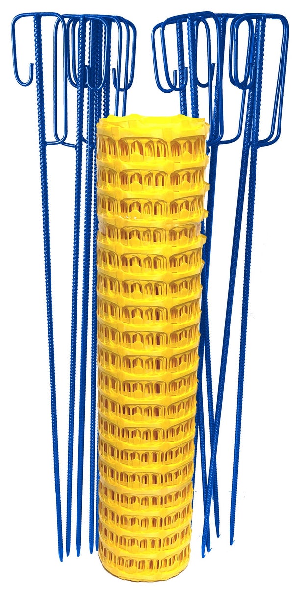 UVV Professionele Veiligheidshekset 50m 7,5kg + 10 houders Bouwplaatshekwerk Kleur: / Geel-Blauw