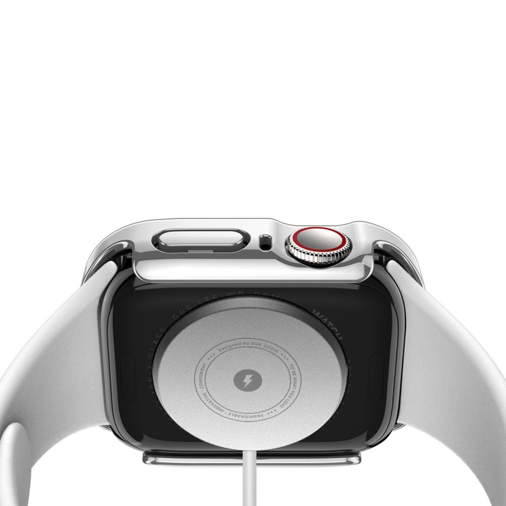 Apple Watch (41mm) Hardcase Bumper Hülle mit Galvanisiertem Rahmen   Display Schutzglas - Silber