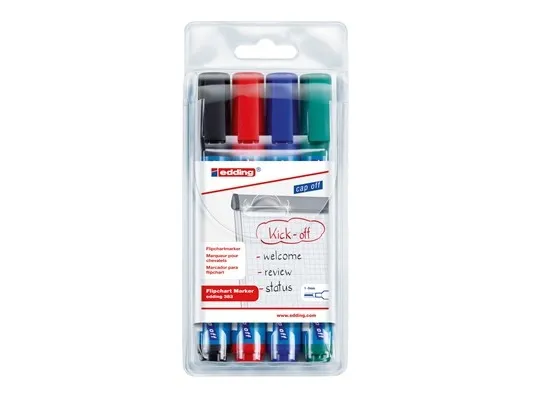 Marker Edding 383 flipchart - for flip-over tavle - vandbaseret blæk - 1-5 mm - med 4 stk. ass. farver