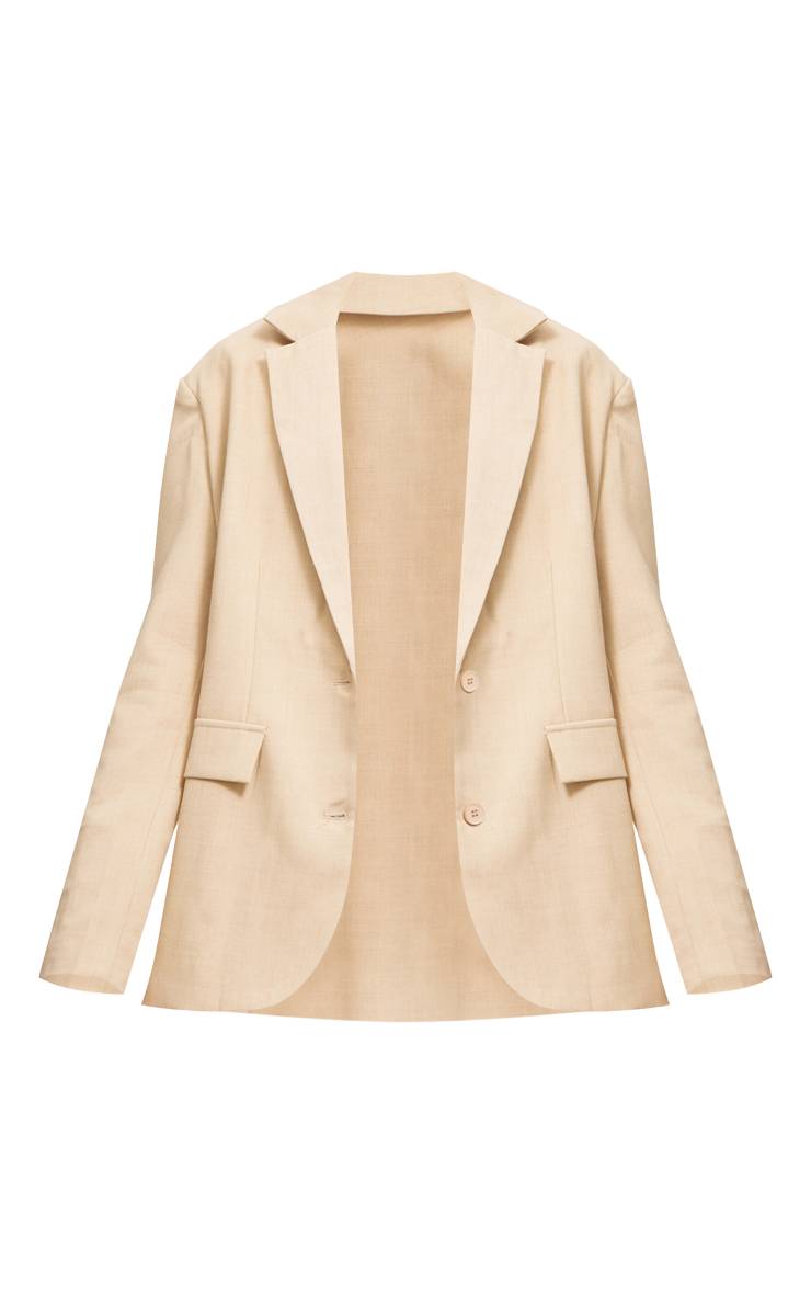 Gris Pierre Blazer Ample Tissé À Ourlet Courbé Et Coupe Oversize