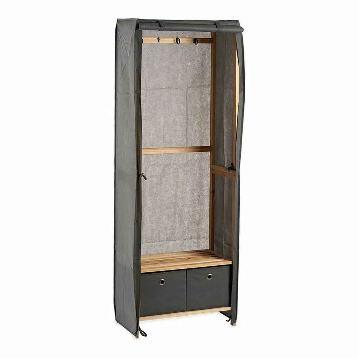 Kipit Porte-manteau Gris Bois Tissu 31,5 x 58 x 168 cm