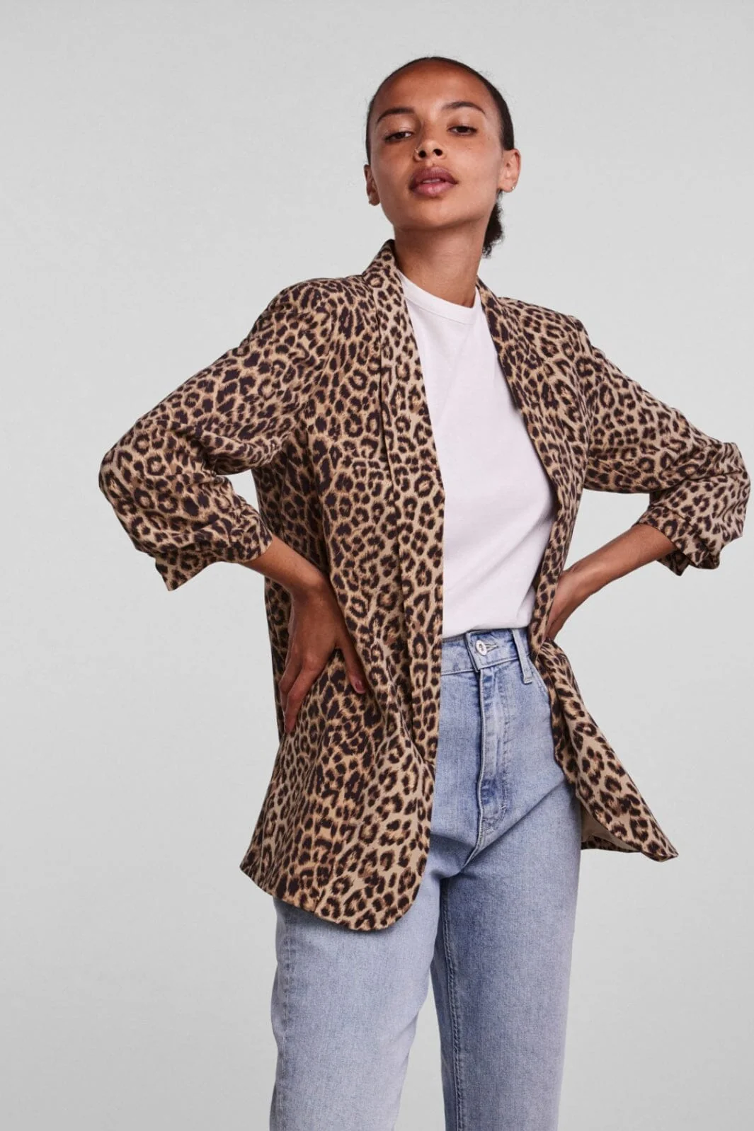 Pieces Pcbosella 3/4 Printed Blazer natural aop leo