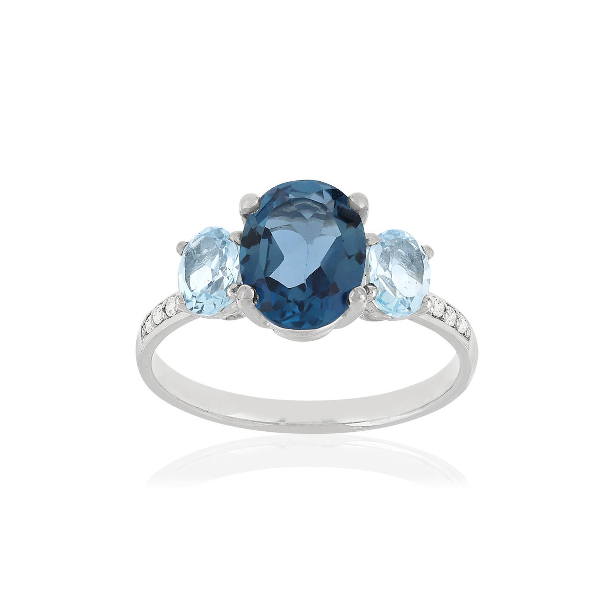 Bague or blanc 375 topazes zirconias