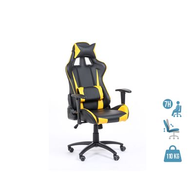 Fauteuil gamer SPORTING - accoudoirs réglables - noir et jaune