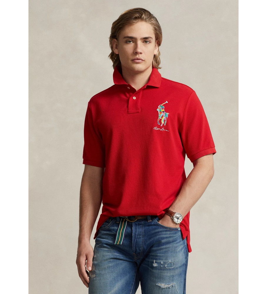 Polo Ralph Lauren Classic Fit, camisa polo em piqué com logo Big Pony vermelho