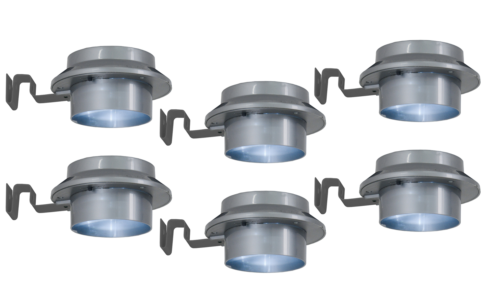 6er-Set LED-Dachrinnenleuchte MISTRA - grau - solarbetrieben