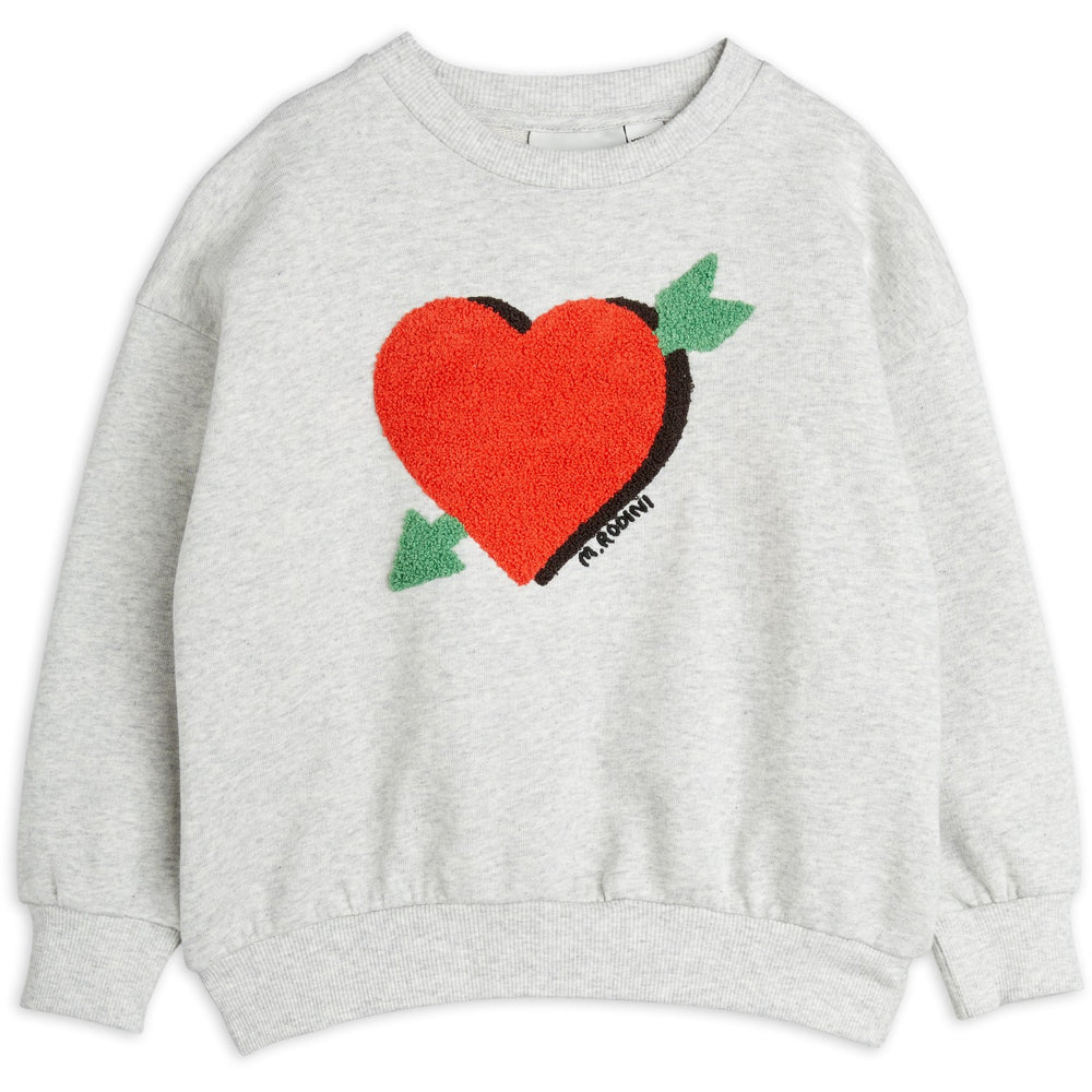 Køb Mini Rodini Grey Melange Arrowed Heart Chenille Sweatshirt