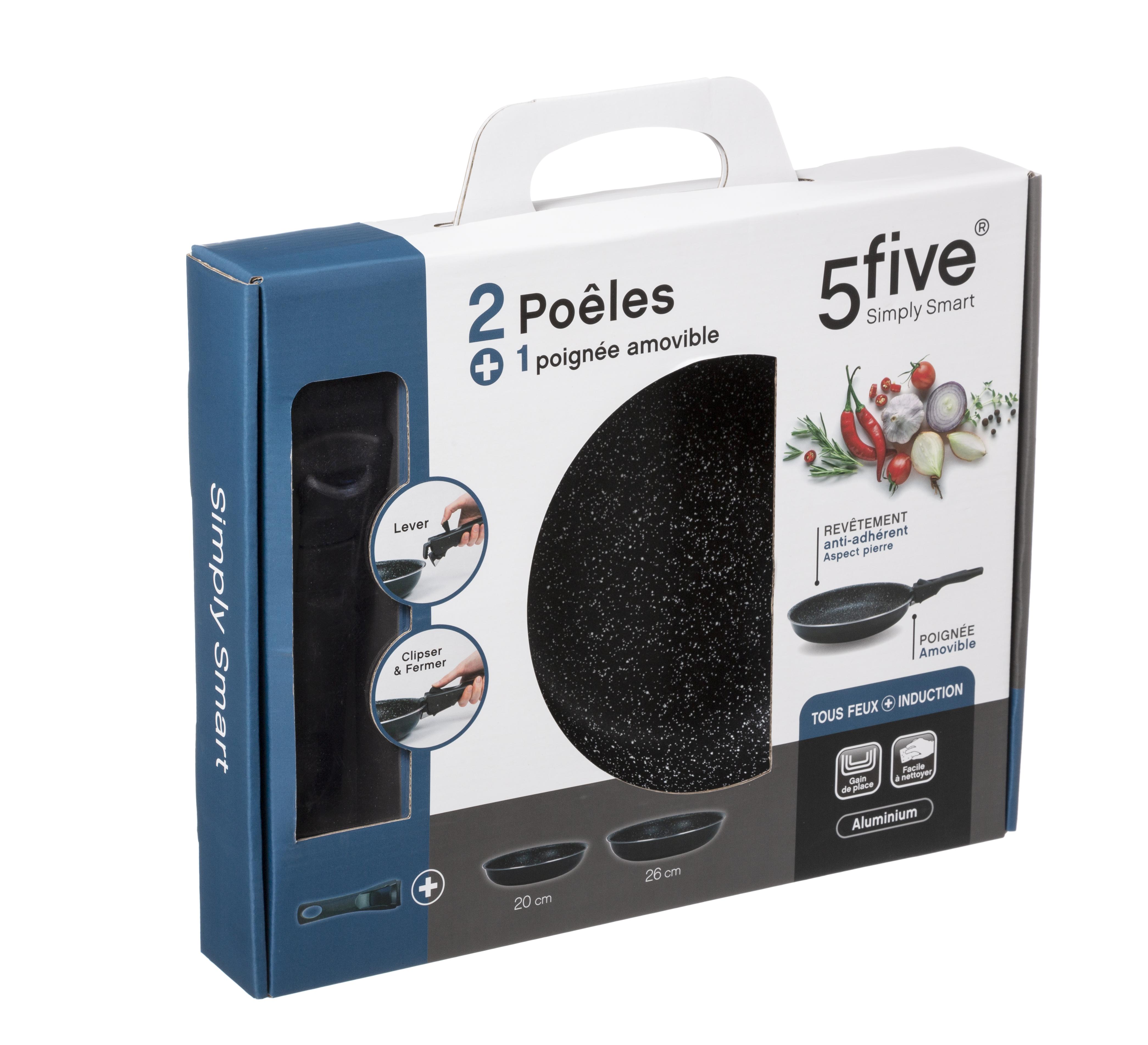 SET 2 POELES PIERRE AVEC POIGNEES 20CM ET 26CM