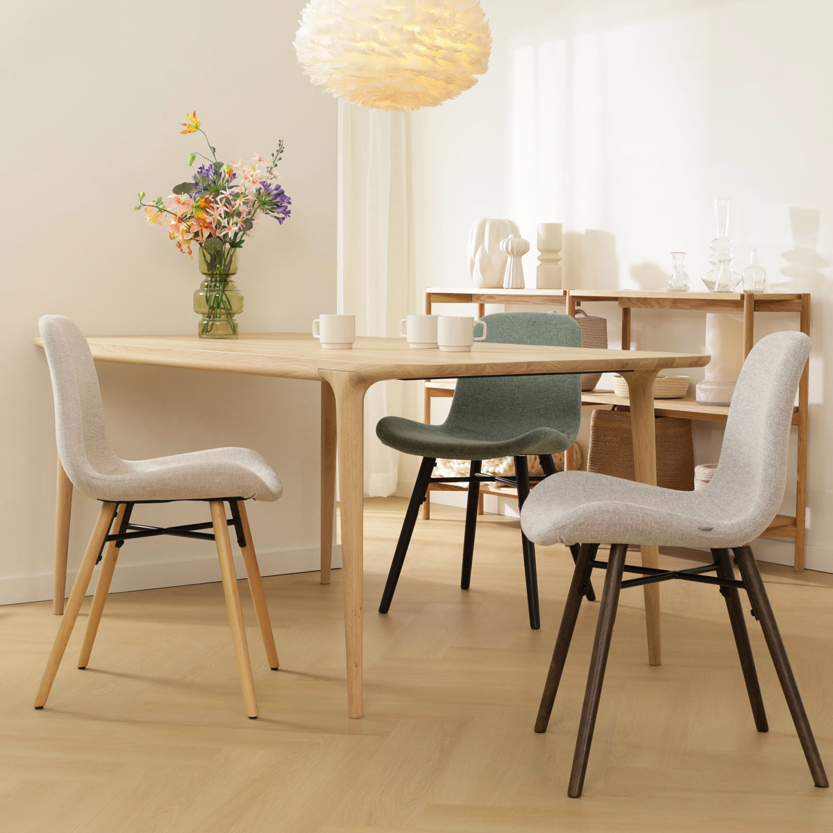 Eetkamerstoel Nena-Fé lichtgrijs - houten - set van 2