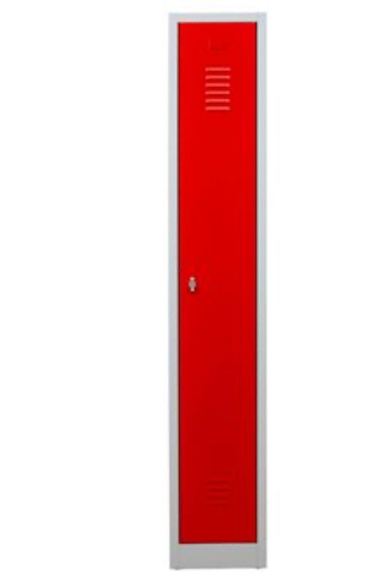 PROREGAL Garderobekast Camel 1 Compartiment HxBxD 180 x 30 x 50 cm Hangslot Grijs-Rood