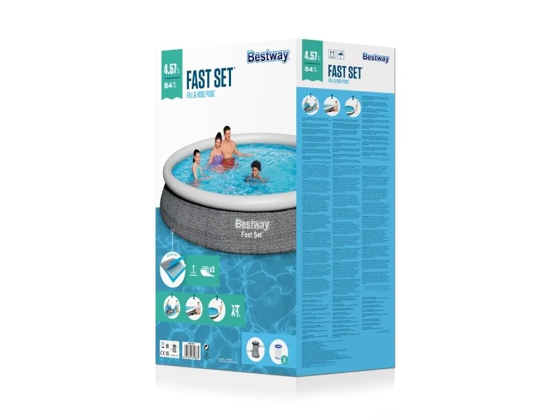 Bestway Fast Set 57313-4, 9677 L, Oppustelig pool, Barn & voksen, Grå, 21,4 kg