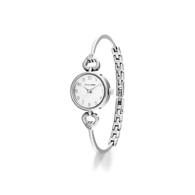 Montre femme analogique Trendy Kiss - Bracelet semi-rigide avec motif coeur et pierre - Astrid