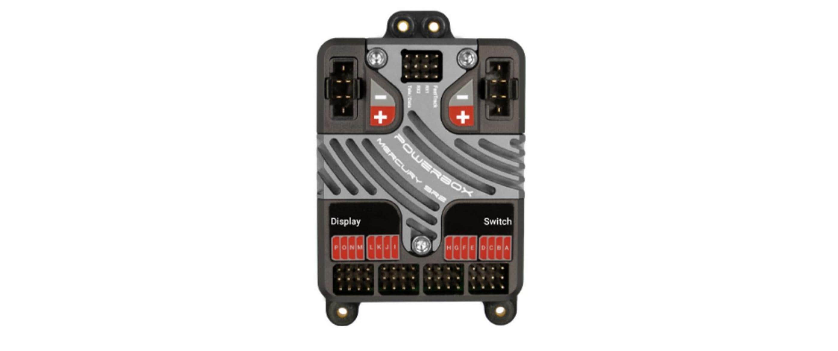 Akkuweiche Mercury SR2 inkl. SensorSchalter, OLED-Display<br>Akkuweiche mit iGyro, Servomatching, freie Kanalzuordnung und Door-Sequenzer