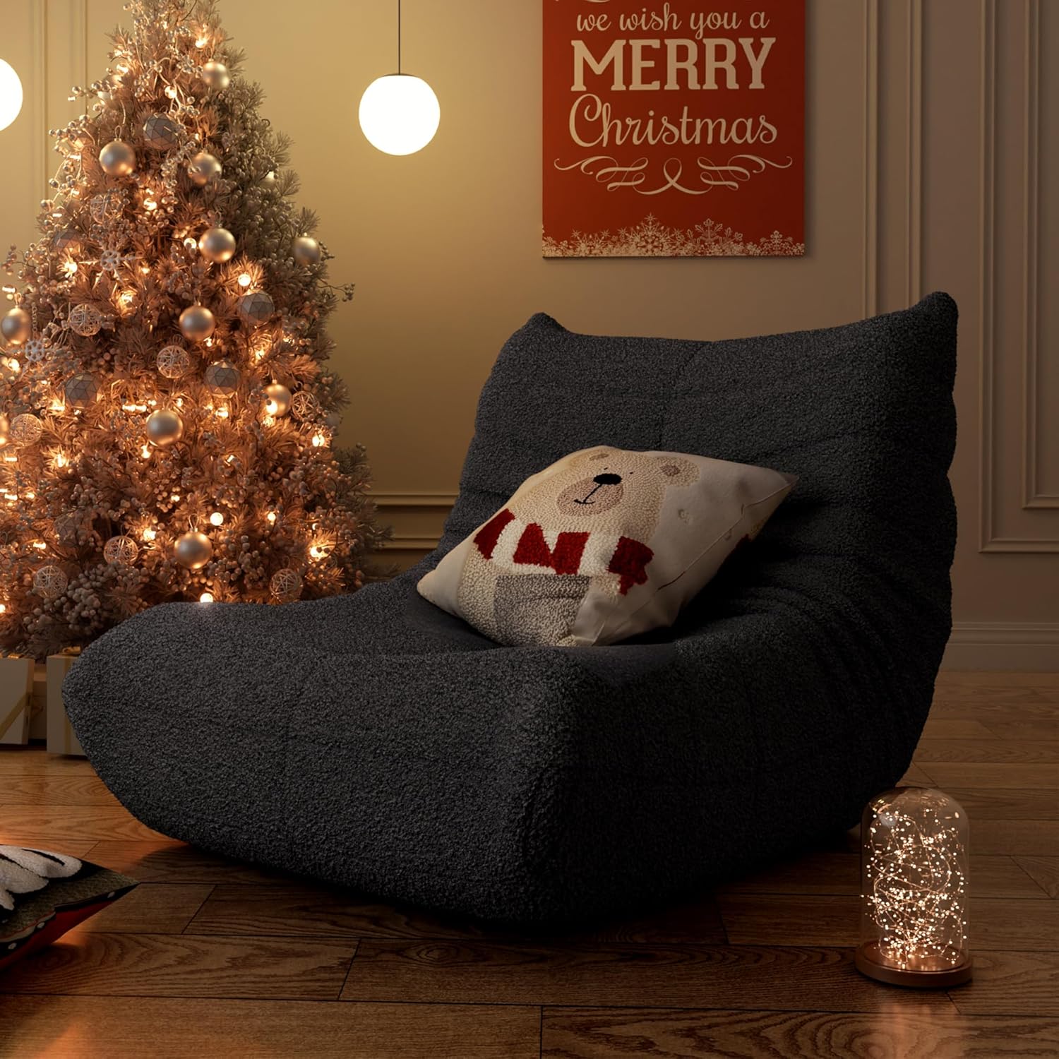 okwish Sitzsack Sofa Bodensofa, Bodenstuhl mit Rückenlehne, Lesesessel Bequem XXL, Lazy Sofa, Bean Bag Chair für Schlafzimmer Wohnzimmer, Liegesessel Grau