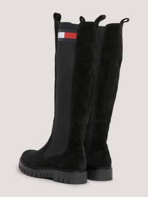 Botas longas de camurça com sola grossa