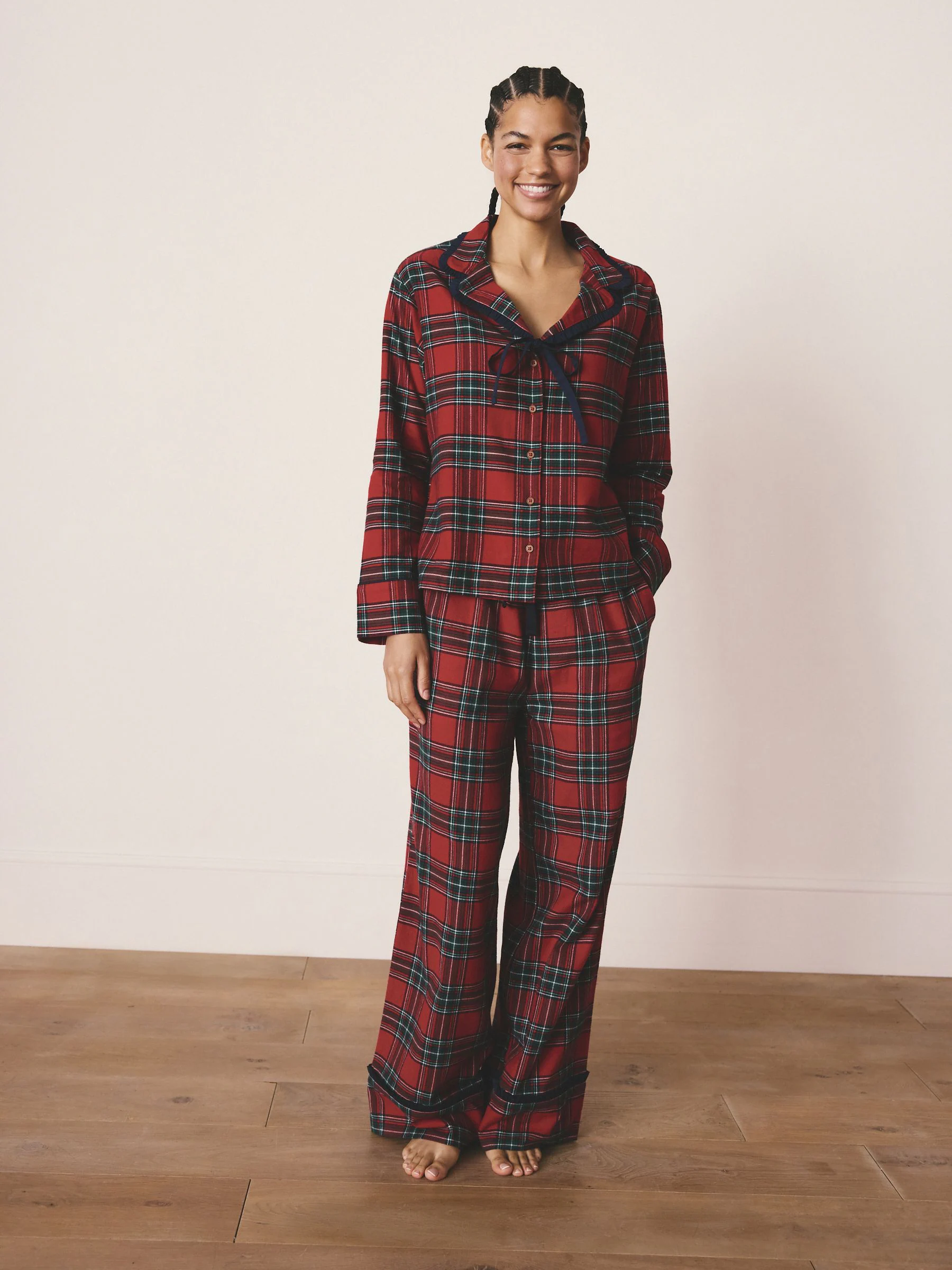 Rood geruit - Bijpassende familie Kerstmis Knoopsluiting Pyjama's