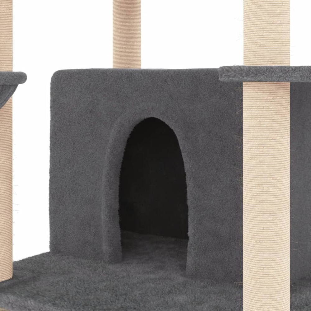 Arbre à chat avec griffoirs en sisal gris foncé 166 cm