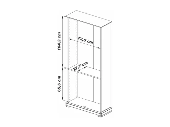 Bibliothèque 4 Portes Merisier 6 Niches 5 Tablettes L 82.4 H 182.2 P 33 cm