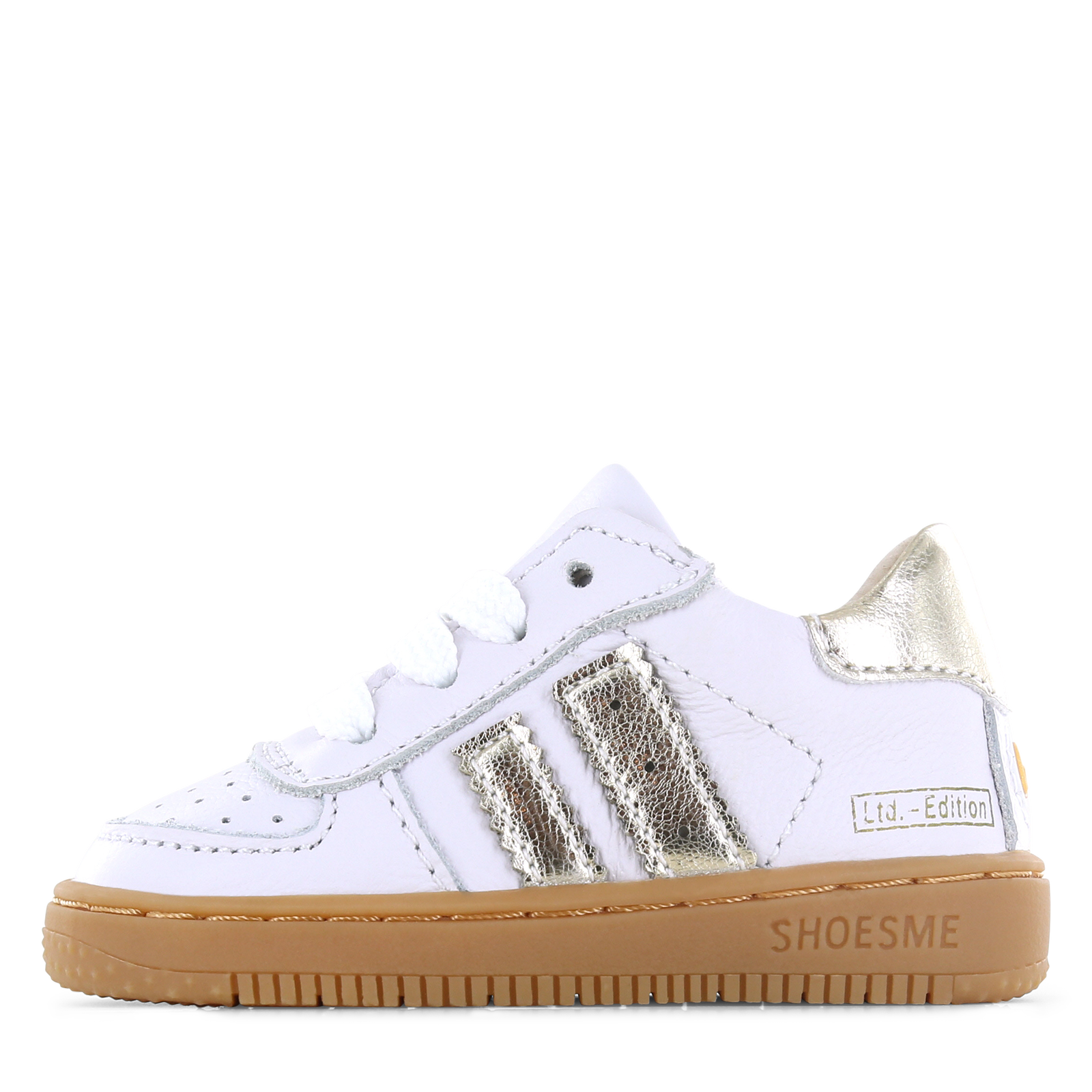 Shoesme wit-gouden sneakertje Leer | Meisjes schoenen