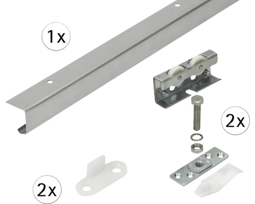 TopLine 3plus complete schuifdeurset voor één schuifdeur, 2000 mm, verzinkt
